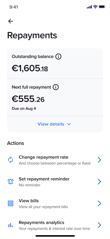 repayment functionality